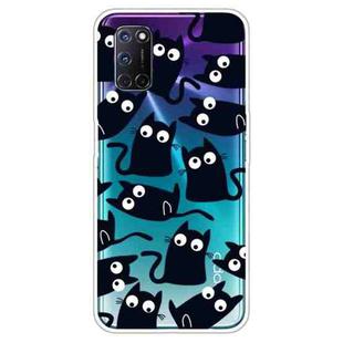 For OPPO A52 / A72 / A92 Colored Drawing Clear TPU Cover Protective Cases(Funny Cat)