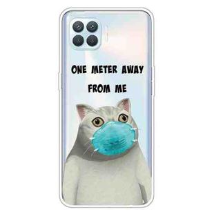 For OPPO F17 / A73 (2020) / Reno4 F Colored Drawing Clear TPU Cover Protective Cases(Mask Cat)