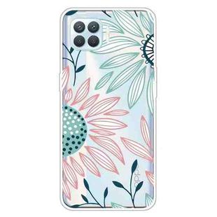 For OPPO F17 / A73 (2020) / Reno4 F Colored Drawing Clear TPU Cover Protective Cases(Pink Green Flower)