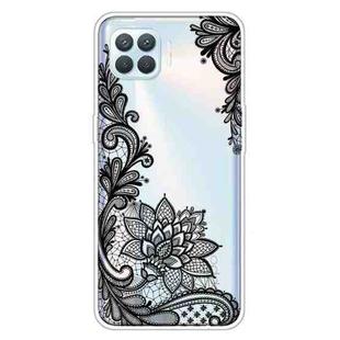 For OPPO F17 / A73 (2020) / Reno4 F Colored Drawing Clear TPU Cover Protective Cases(Black Rose)