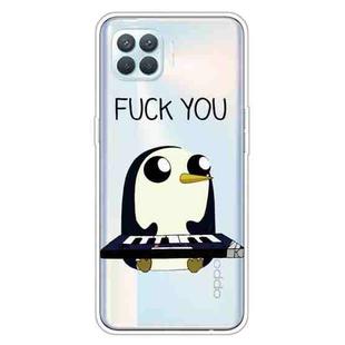 For OPPO F17 Pro / A93 / Reno4 Lite Colored Drawing Clear TPU Cover Protective Cases(Penguin)