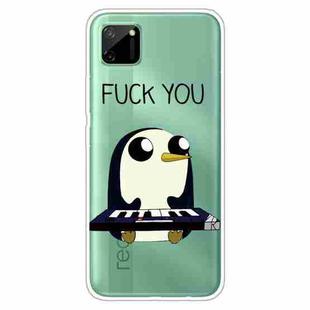 For OPPO Realme C11 Colored Drawing Clear TPU Cover Protective Cases(Penguin)