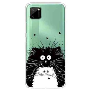 For OPPO Realme C11 Colored Drawing Clear TPU Cover Protective Cases(Black And White Rat)