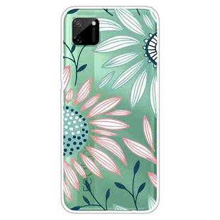 For OPPO Realme C11 Colored Drawing Clear TPU Cover Protective Cases(Pink Green Flower)