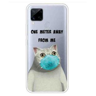 For OPPO Realme C15 Colored Drawing Clear TPU Cover Protective Cases(Mask Cat)