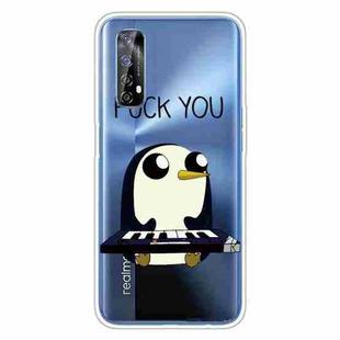For OPPO Realme 7 Colored Drawing Clear TPU Cover Protective Cases(Penguin)