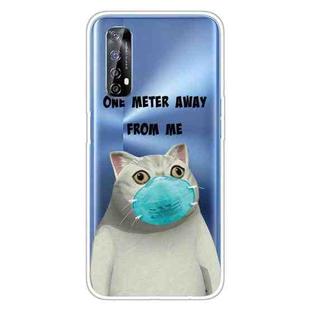 For OPPO Realme 7 Colored Drawing Clear TPU Cover Protective Cases(Mask Cat)