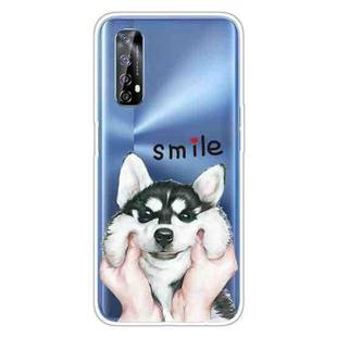 For OPPO Realme 7 Colored Drawing Clear TPU Cover Protective Cases(Pinch Face Dog)