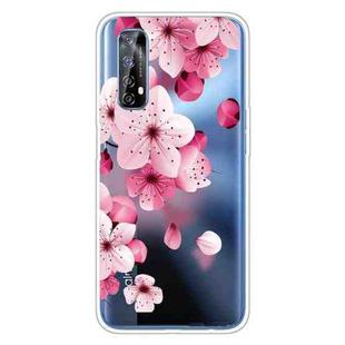 For OPPO Realme 7 Colored Drawing Clear TPU Cover Protective Cases(Cherry Blossoms)