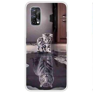 For OPPO Realme X7 Pro Colored Drawing Clear TPU Cover Protective Cases(Reflection Cat Tiger)