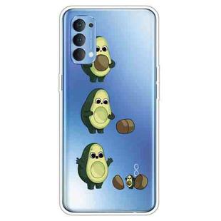 For OPPO Reno4 Colored Drawing Clear TPU Cover Protective Cases(Avocado)