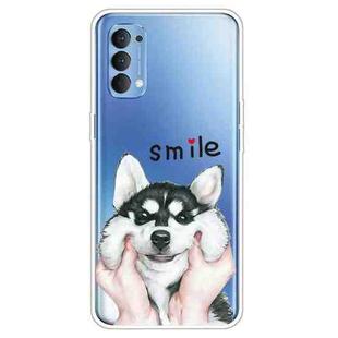 For OPPO Reno4 Colored Drawing Clear TPU Cover Protective Cases(Pinch Face Dog)