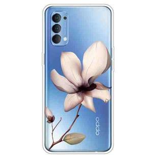 For OPPO Reno4 Colored Drawing Clear TPU Cover Protective Cases(A Lotus)