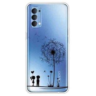 For OPPO Reno4 Colored Drawing Clear TPU Cover Protective Cases(Dandelion)