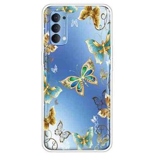 For OPPO Reno4 Colored Drawing Clear TPU Cover Protective Cases(Dorking Butterfly)