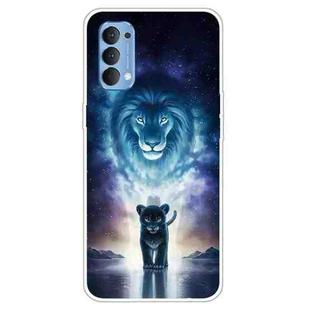 For OPPO Reno4 Colored Drawing Clear TPU Cover Protective Cases(The Lion King)