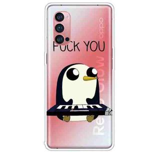 For OPPO Reno4 Pro Colored Drawing Clear TPU Cover Protective Cases(Penguin)