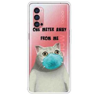 For OPPO Reno4 Pro Colored Drawing Clear TPU Cover Protective Cases(Mask Cat)
