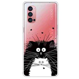 For OPPO Reno4 Pro Colored Drawing Clear TPU Cover Protective Cases(Black And White Rat)