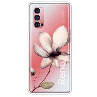 For OPPO Reno4 Pro Colored Drawing Clear TPU Cover Protective Cases(A Lotus)