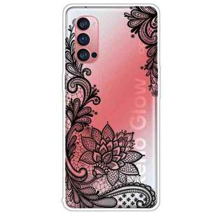 For OPPO Reno4 Pro Colored Drawing Clear TPU Cover Protective Cases(Black Rose)