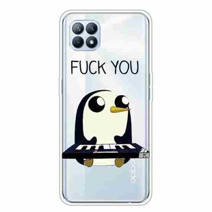 For OPPO Reno4 SE Colored Drawing Clear TPU Cover Protective Cases(Penguin)