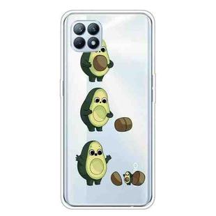 For OPPO Reno4 SE Colored Drawing Clear TPU Cover Protective Cases(Avocado)