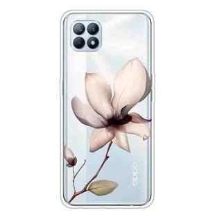 For OPPO Reno4 SE Colored Drawing Clear TPU Cover Protective Cases(A Lotus)