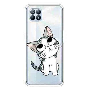 For OPPO Reno4 SE Colored Drawing Clear TPU Cover Protective Cases(Tilted Head Cat)