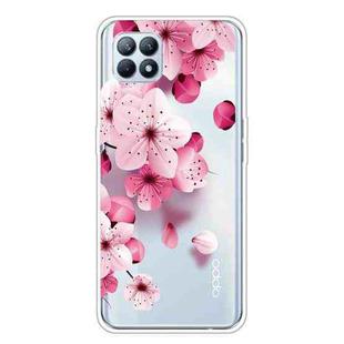 For OPPO Reno4 SE Colored Drawing Clear TPU Cover Protective Cases(Cherry Blossoms)