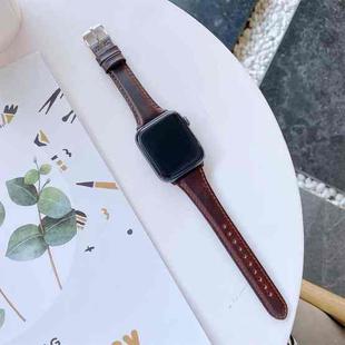 Double-sided Leather Watch Band For Apple Watch Series 7 41mm / 6 & SE & 5 & 4 40mm / 3 & 2 & 1 38mm(Dark Brown)