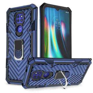 For Motorola Moto G9 Play Cool Armor PC + TPU Shockproof Case with 360 Degree Rotation Ring Holder(Blue)