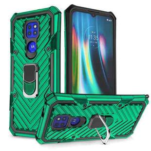 For Motorola Moto G9 Play Cool Armor PC + TPU Shockproof Case with 360 Degree Rotation Ring Holder(Dark Green)