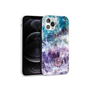 Glossy Marble Pattern TPU Protective Case For iPhone 12 / 12 Pro(Blue Purple)