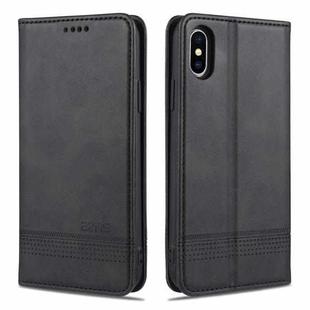 For iPhone X / XS AZNS Magnetic Calf Texture Horizontal Flip Leather Case with Card Slots & Holder & Wallet(Black)
