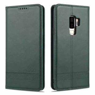 For Samsung Galaxy S9 AZNS Magnetic Calf Texture Horizontal Flip Leather Case with Card Slots & Holder & Wallet(Dark Green)