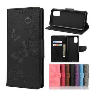 For OPPO Realme 7 Pro 5G Butterflies Embossing Horizontal Flip Leather Case with Holder & Card Slots & Wallet(Black)