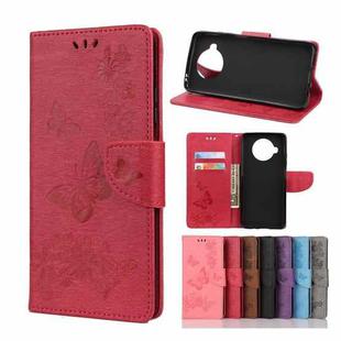 For Xiaomi Mi 10T Lite 5G Butterflies Embossing Horizontal Flip Leather Case with Holder & Card Slots & Wallet(Red)