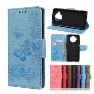 For Xiaomi Mi 10T Lite 5G Butterflies Embossing Horizontal Flip Leather Case with Holder & Card Slots & Wallet(Blue)