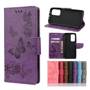 For Xiaomi Mi 10T 5G Butterflies Embossing Horizontal Flip Leather Case with Holder & Card Slots & Wallet(Purple)