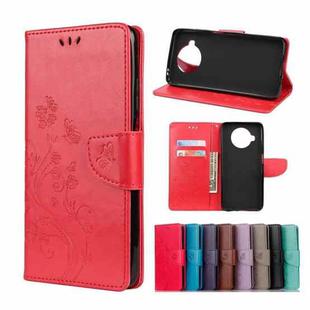 For Xiaomi Mi 10T Lite 5G Butterflies Love Flowers Embossing Horizontal Flip Leather Case with Holder & Card Slots & Wallet(Red)