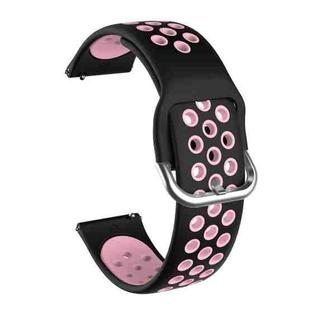 For Samsung Galaxy Watch Active2 44mm Two-color Silicone Watch Band(Black+Pink)