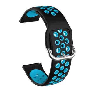 For Samsung Galaxy Watch Active2 44mm Two-color Silicone Watch Band(Black+Mint Green)