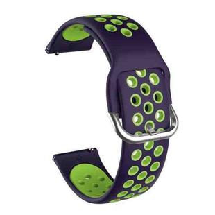 For Samsung Galaxy Watch Active2 44mm Two-color Silicone Watch Band(Purple+Lime Green)