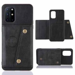 For OnePlus 8T Double Buckle PU + TPU Shockproof Magnetic Protective Case with Card Slots & Holder(Black)
