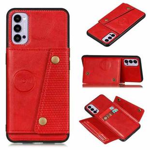 For OPPO Realme 7 Pro Double Buckle PU + TPU Shockproof Magnetic Protective Case with Card Slots & Holder(Red)