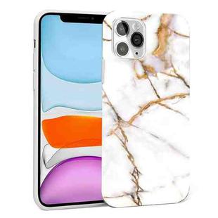 For iPhone 11 Glossy Marble Pattern TPU Protective Case For iPhone 12 mini(Khaki White)