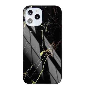 Marble Pattern Glass Protective Case For iPhone 12 mini(Black Gold)