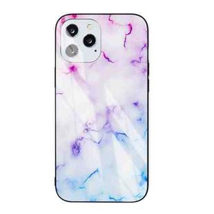 Marble Pattern Glass Protective Case For iPhone 12 mini(Pink Purple)