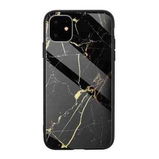 Marble Pattern Glass Protective Case For iPhone 12 / 12 Pro(Black Gold)